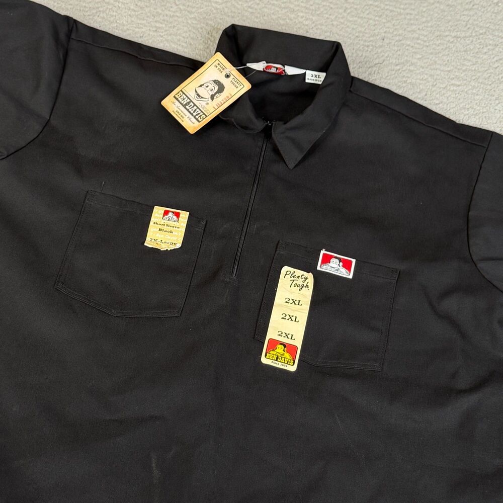 BEN DAVIS Shirt Mens XXL Black  14 Zip Workwear Heavyweight Streetwear SPOTS